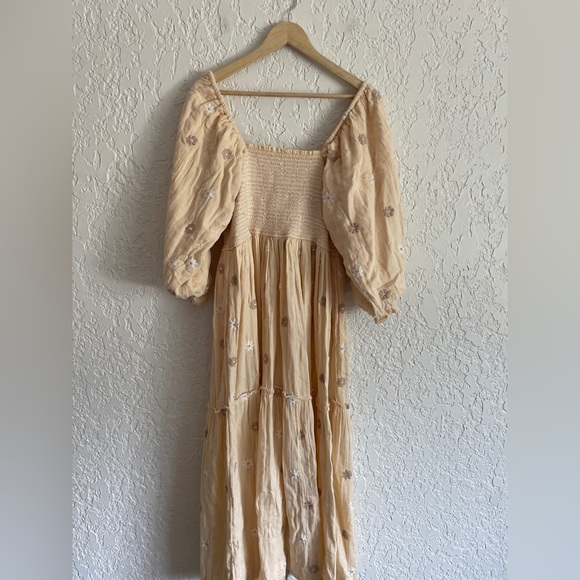 FREE PEOPLE Dahlia Embroidered Cotton Maxi Dress size Medium - Picture 8 of 8